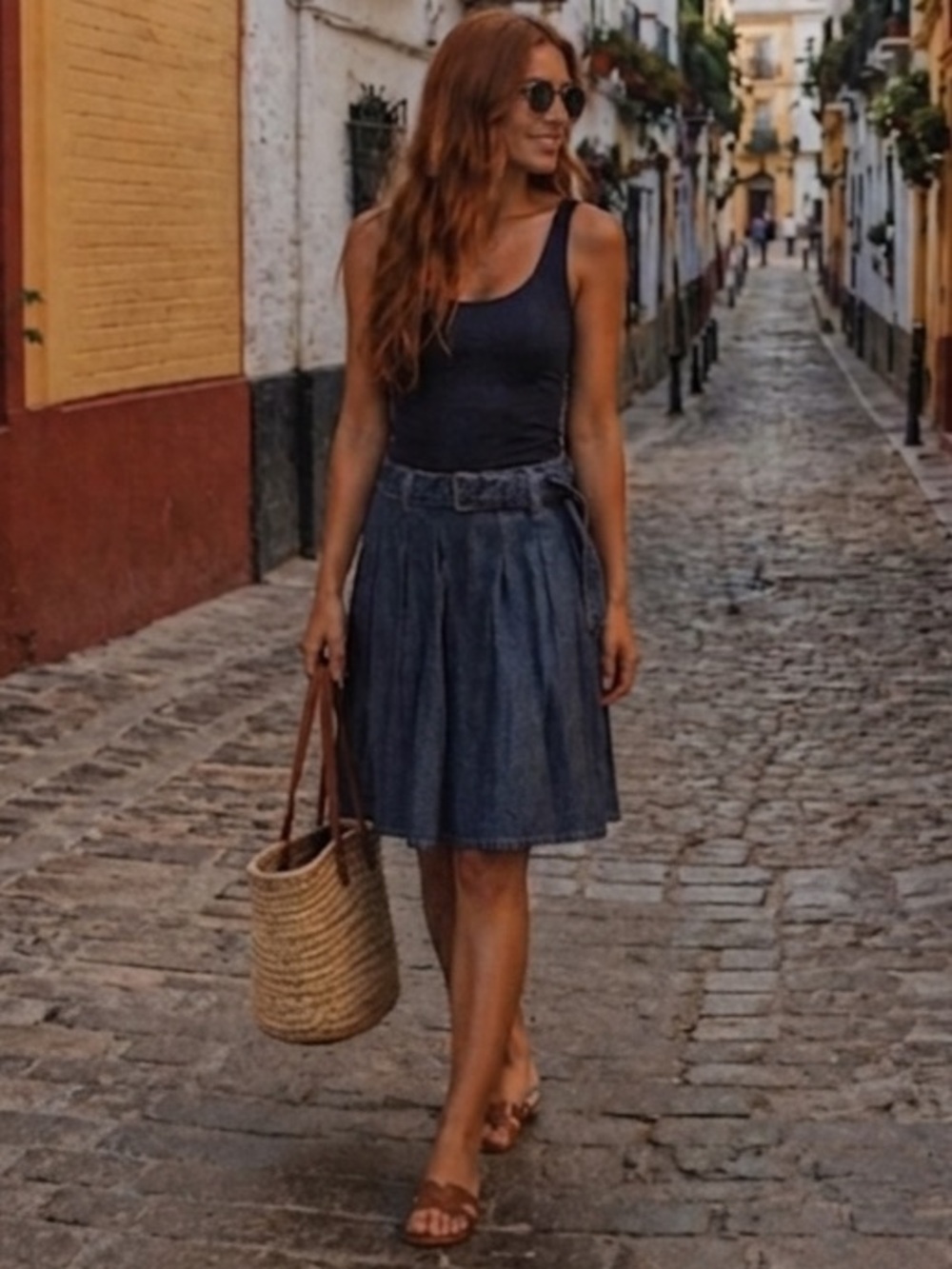 Zara Navy Denim skirt